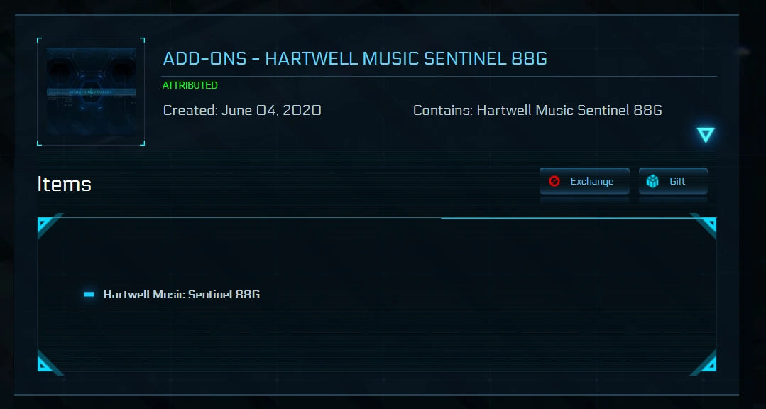 Star Citizen Sentinel 88G Piano listed in My Hangar screenshot