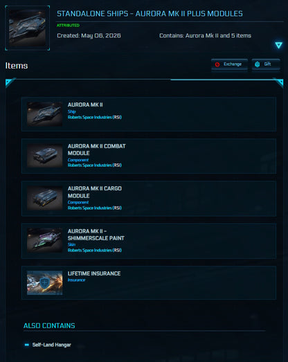 Aurora Mk II Plus Modules with LTI Star Citizen detail