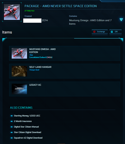 Star Citizen Mustang Omega AMD Edition game package