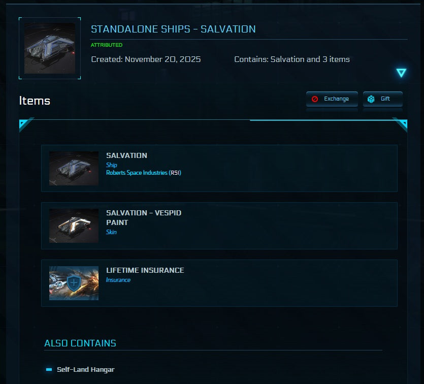 RSI Salvation LTI with Vespid Paint Star Citizen detail