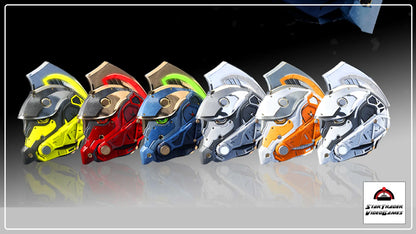 Star Citizen Caudillo Helmets Collection with Cobalt, Ghost White, Wildfire, Steel, Burnt Orange, and Hazard color schemes