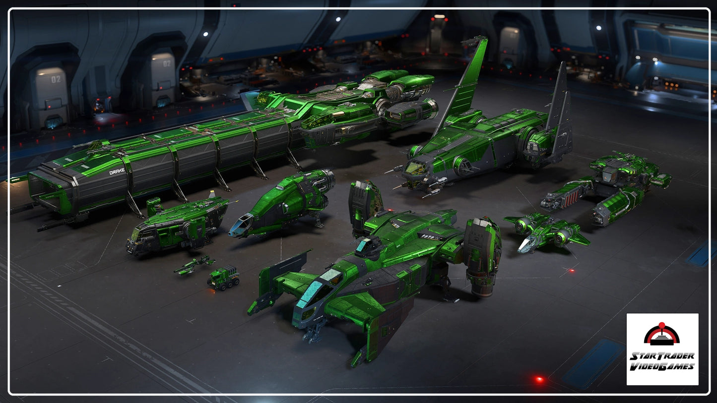 Star Citizen Ghoulish Green Paint Pack x9 for Cutlass, Caterpillar, Buccaneer, Dragonfly, Vulture, Herald, Mule, Corsair, and Cutter