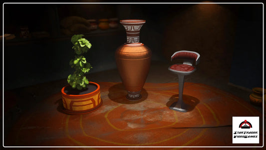 Star Citizen Nomad Decor Pack with Sand Nomad Plant Pot, Bronze Mya Vase, and Baltazar Stool