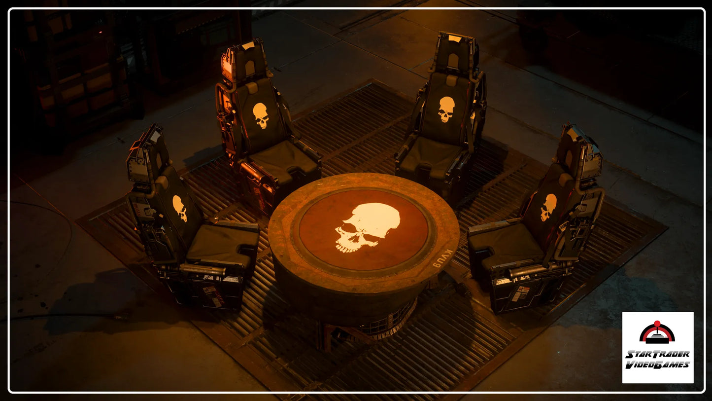 Star Citizen Salvaged Skull Clandestine Meeting Set with table and four lounge chairs