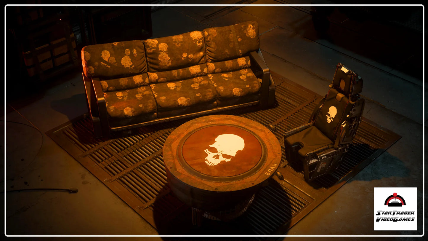 Star Citizen Salvaged Skull Parlor Set with table, couch, and lounge chair