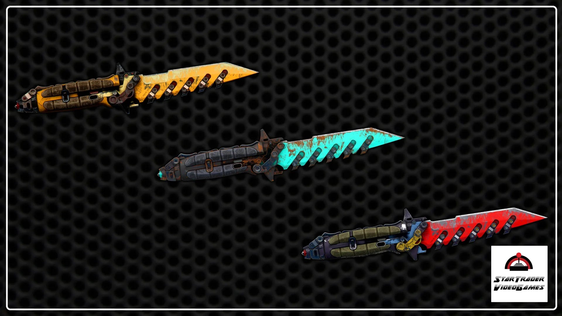 Star Citizen Sawtooth Combat Knives Collection with Bloodstone, Sirocco, and Squall editions