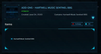 Star Citizen Sentinel 88G Piano listed in My Hangar screenshot